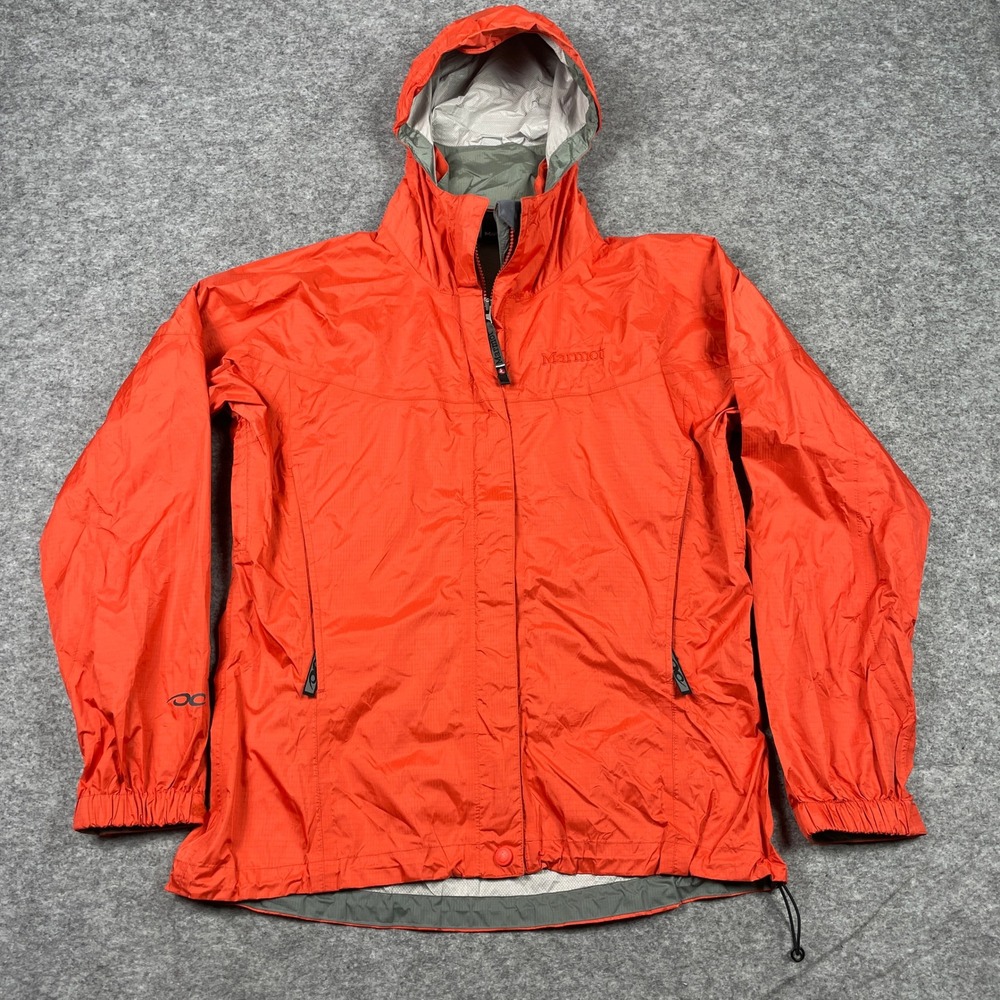 Marmot Rain Jacket Womens XL Orange PreCip Waterproof Hooded Lightweight Shell